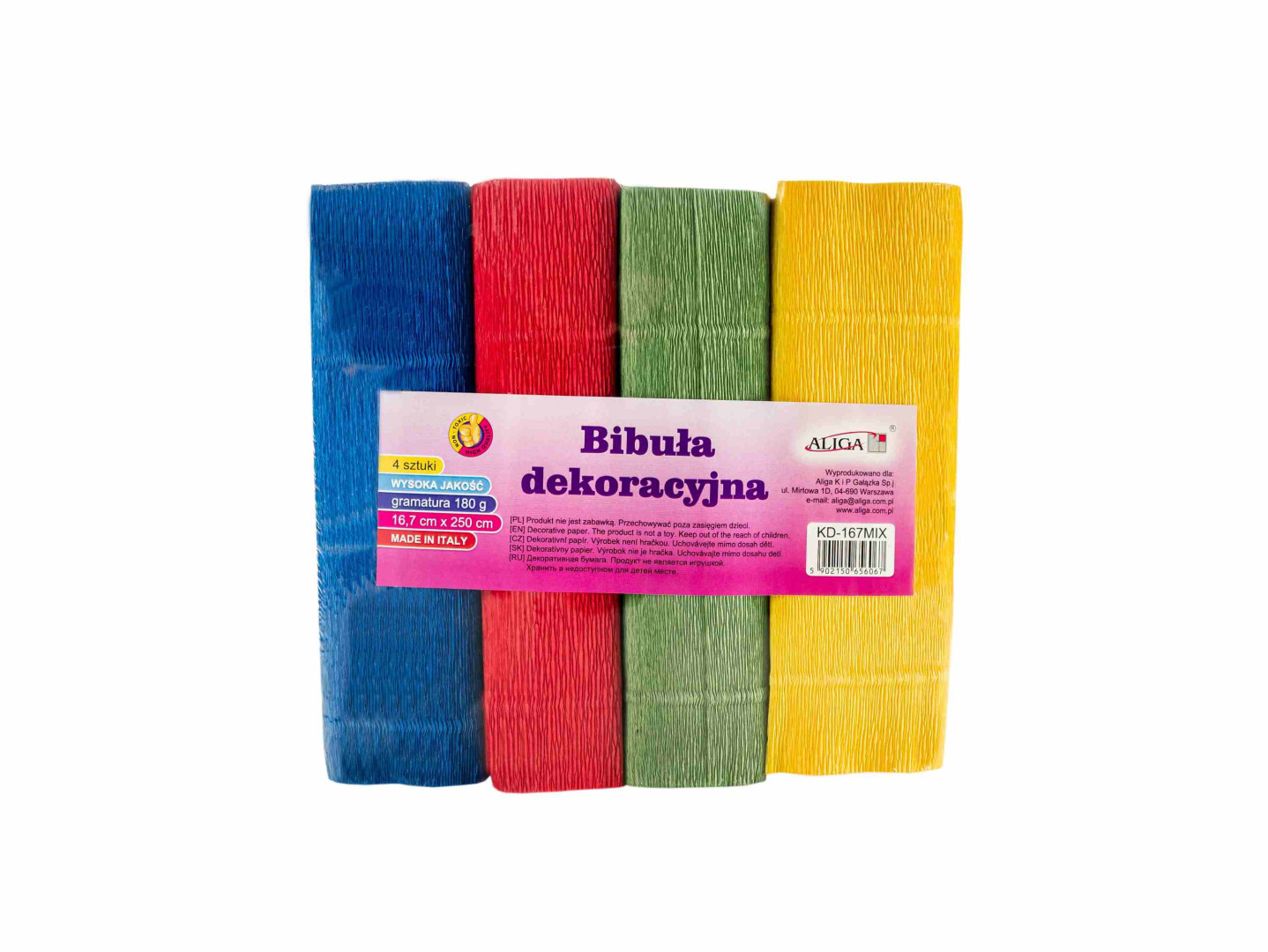 Krepina dekoracyjna 4 kolory 16,7x250cm KD-167 Aliga